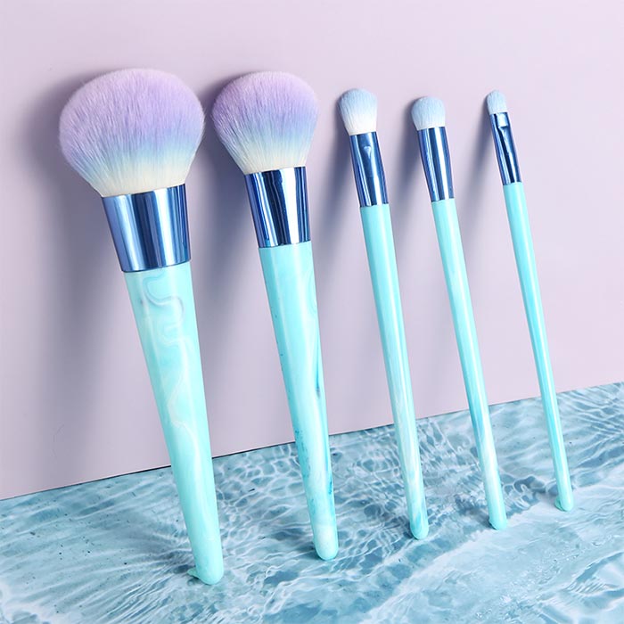 Blue Marble Makeup Brush set (5 pieces)