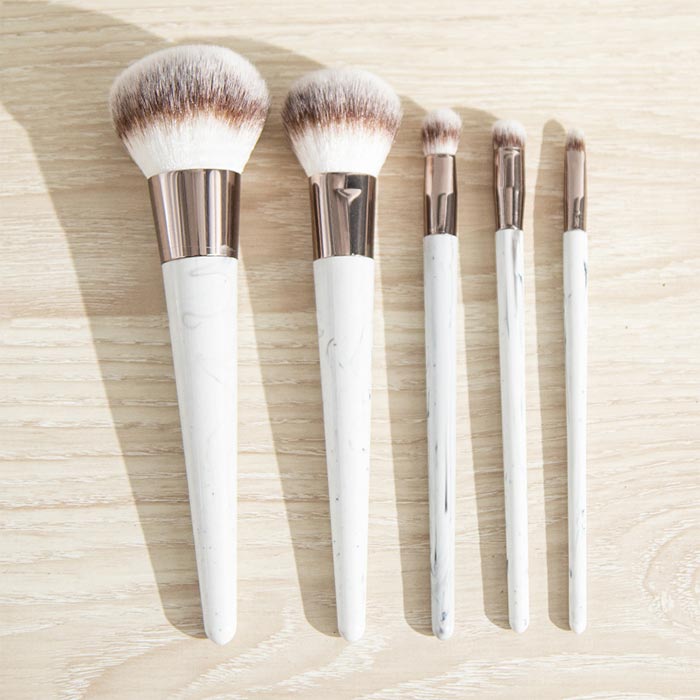 Gradient brown marble makeup brush set (5 pieces)