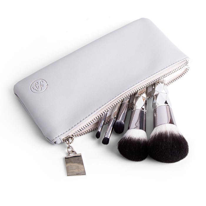 Silver makeup brush bag