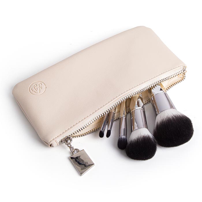 Golden makeup brush bag