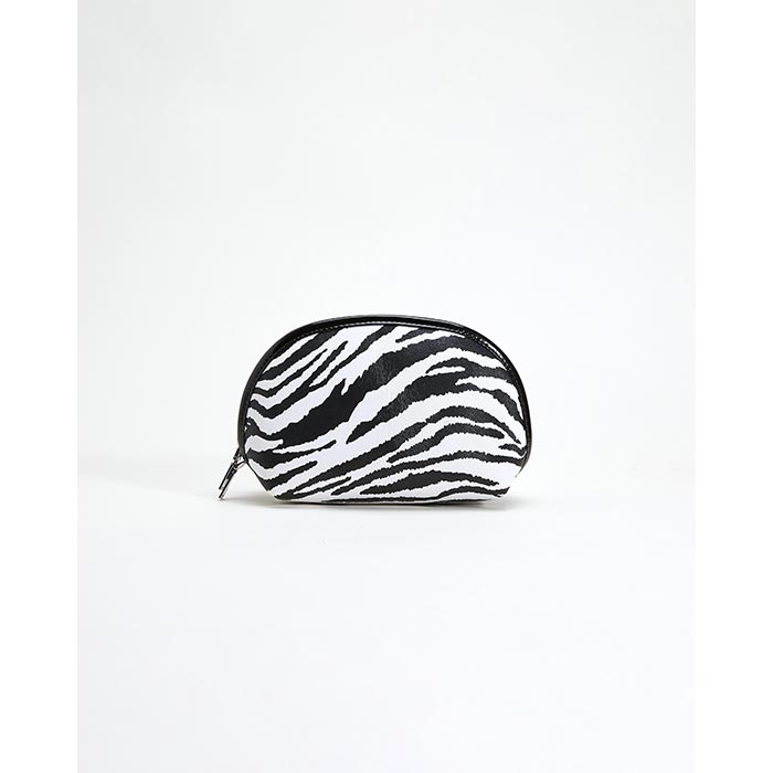 Black and white zebra pattern makeup bag