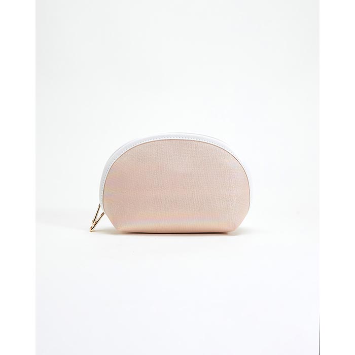 Pink laser leather makeup bag