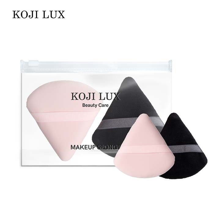 Triangle makeup puff set (black & pink)