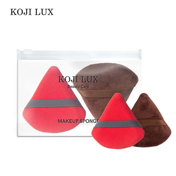 Triangle makeup puff (red & brown)