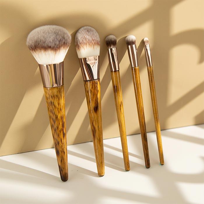 Bamboo handle gradient brown makeup brush set (5 pieces)