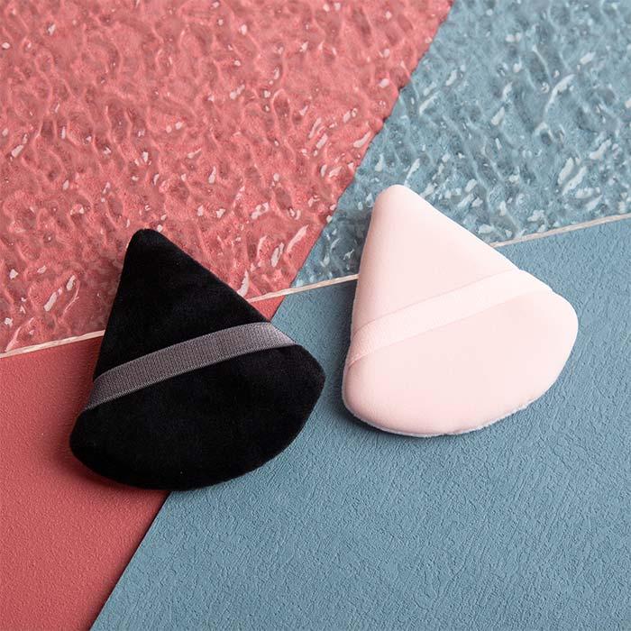 Triangle makeup puff set (black & pink)