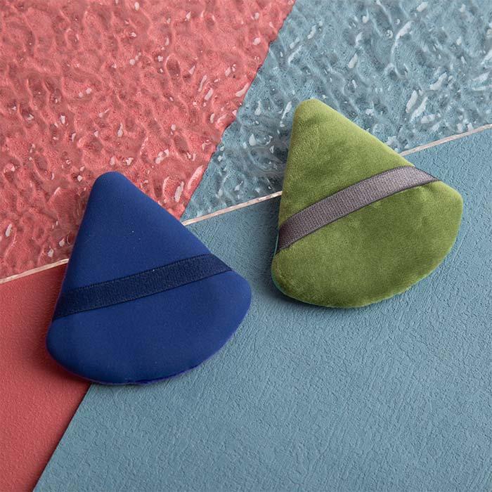 Triangle makeup puff set (blue & green)