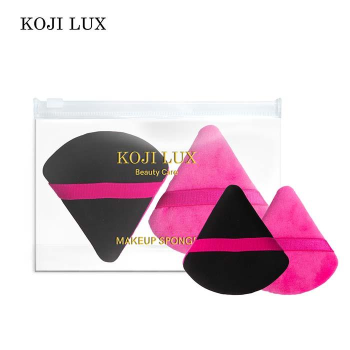 Triangle makeup puff set (black & rose red)