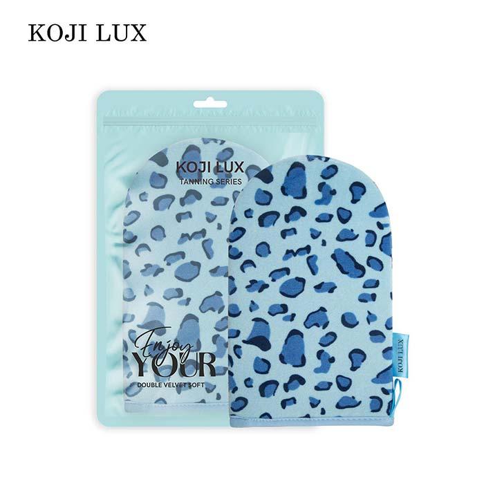 Leopard-print tanning mitt (blue)