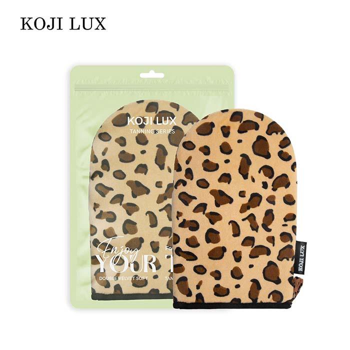 Leopard-print tanning mitt (yellow)