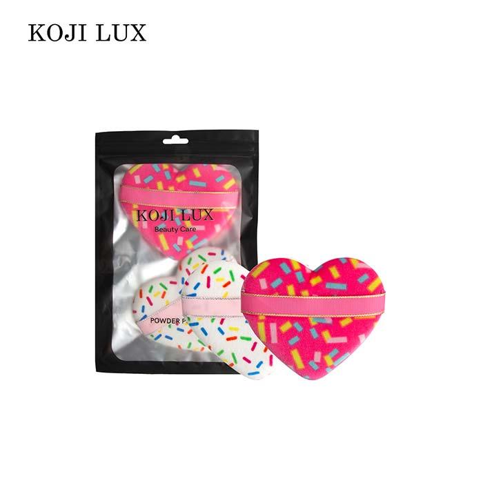 Heart-shaped powder puff set (white & pink)