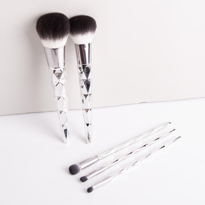 Silver prism makeup brush set